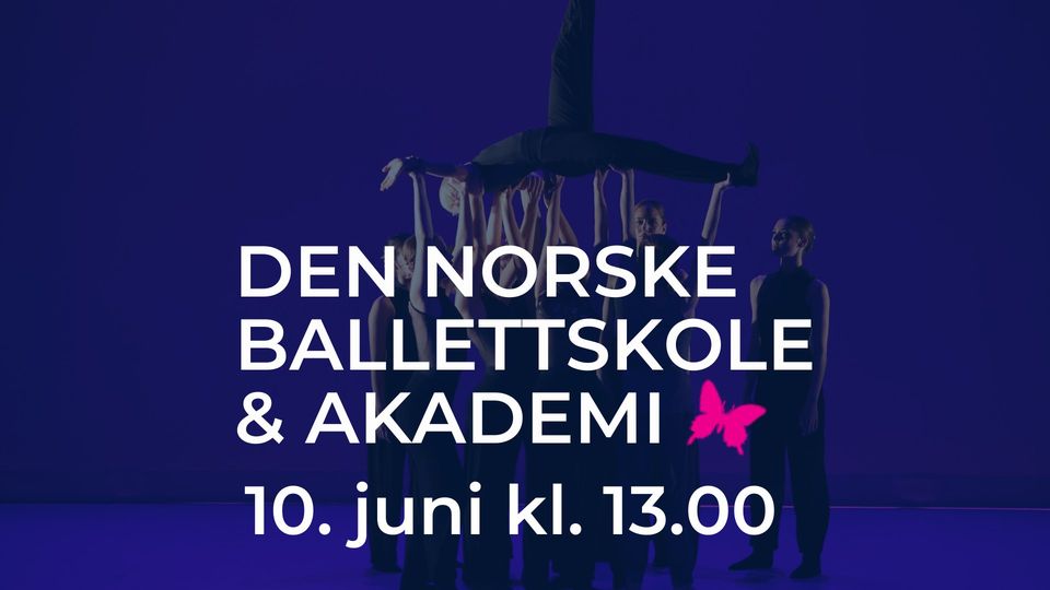 Den Norske Ballettskole & Akademi, en person ligger med en fot i været over flere som holder hen oppe
